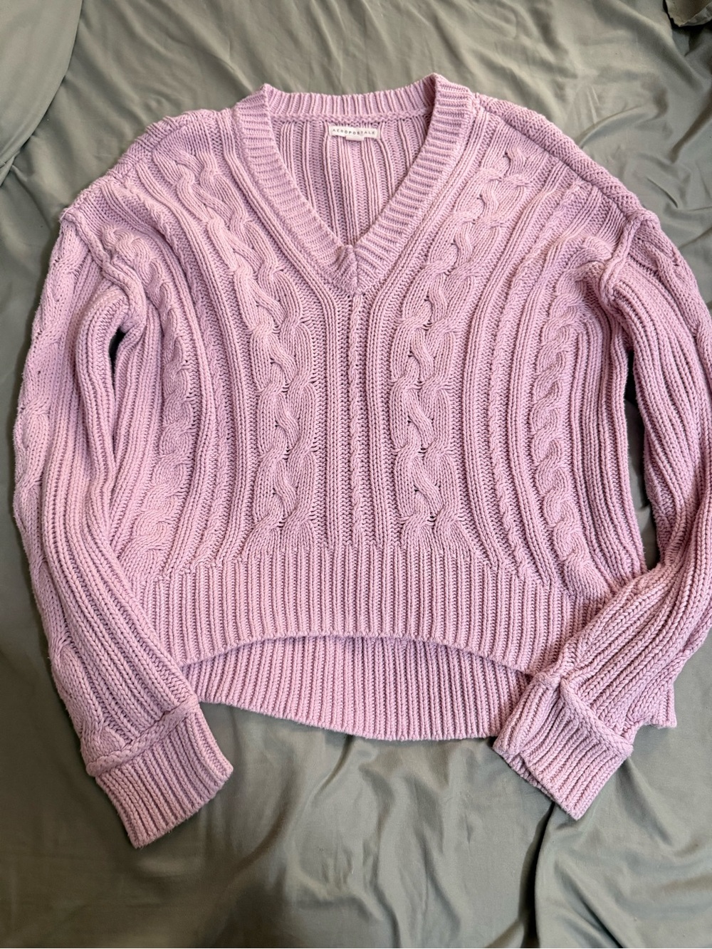 Aeropostale Lavender pink Cable Knit V-Neck Sweater